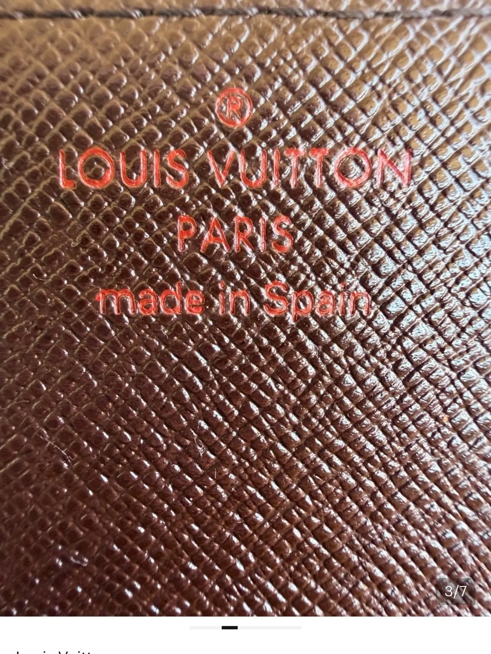 Louis Vuitton Brown Textured Leather Card Holder with Red Debossing - Picture 3 of 8